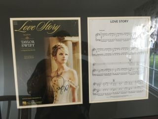 Authentic Signed Autograph Taylor Swift Framed With Sheet Music.  Paperwork Inc