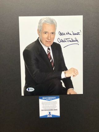 Alex Trebek Autographed Signed 8x10 Photo Beckett Bas Jeopardy Ins.  Removal