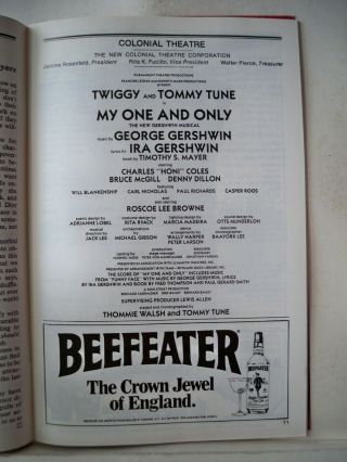 MY ONE AND ONLY Playbill TOMMY TUNE / TWIGGY / GEORGE & IRA GERSHWIN Tryout 1983 2