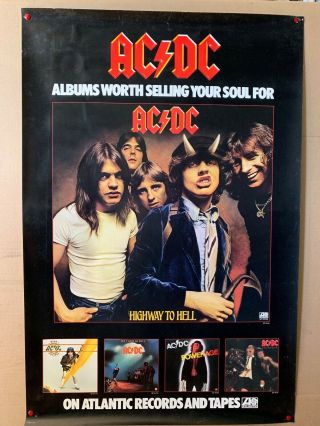 Ac/dc Highway To Hell U.  S.  Promo Poster (rare 1979 Authentic Item) 20x30 In.
