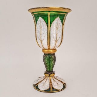 Antique 19th Century Moser Bohemian Art Glass Enameled Goblet