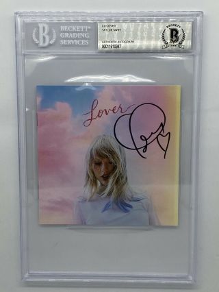 Taylor Swift Signed Lover Cd Cover Beckett Authenticated Encapsulated Autograph