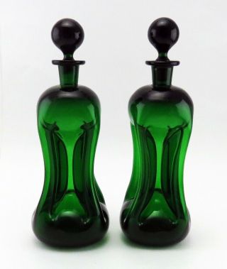 Holmegaard Cluck Cluck Emerald Handblown Glass Decanters Jacob Bang Denmark