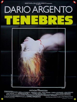 Tenebre Dario Argento / 1982 Horror French Movie Poster 47x63 " Nm
