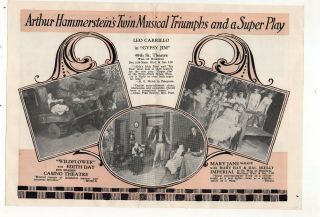 1920 ' s Advertising Brochure Edith Day in Wildflower,  Leo Carrillo in Gypsy Jim 2