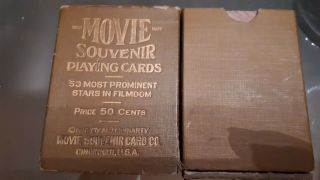 Antique 1916 Movie Star Souvenir Playing Cards W Box