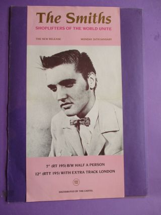 The Smiths Shoplifters Of The World Promo Poster 1987 Rough Trade Elvis
