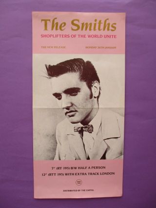 The Smiths Shoplifters of the World PROMO POSTER 1987 Rough Trade Elvis 2