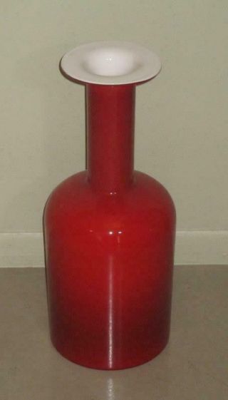 Vintage Holmegaard Sweden Red Cased Kastrup Bottle Vase