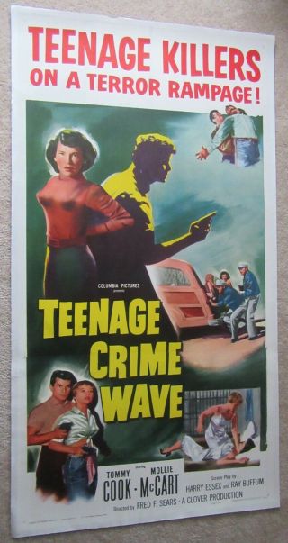 Teenage Crime Wave 1955 3sht Movie Poster Linen Ex