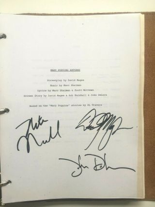 Mary Poppins Returns Movie Script Hand Signed Fyc Best Screenplay Promo