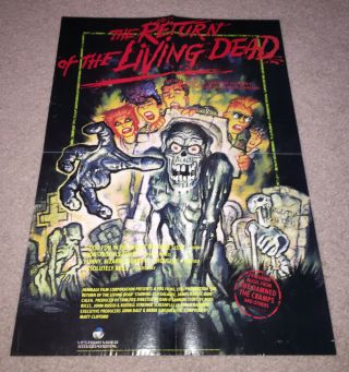 Return Of The Living Dead - Very Rare 1985 Uk Video Shop Poster Horror