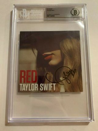 Taylor Swift Signed Red Cd Booklet Singer Autograph Bas Encapsulated Beckett