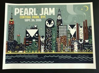 Pearl Jam Concert Poster - 9.  26.  15 Central Park Nyc