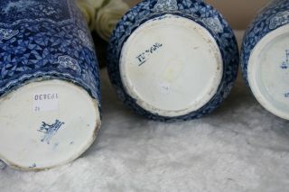 Set 5 Antique Royal bonn Blue white flamand decor nature theme Vases marked 8