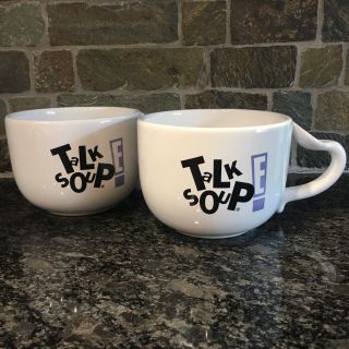 Set Of 2 Talk Soup E Television Show 20 Oz.  Mug Cup Cereal Soup Bowl Usa