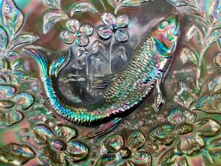 CARNIVAL MILLERSBURG GREEN TROUT AND FLY ICE CREAM BOWL “PANEL EXTERIOR” 3