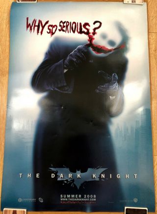 Org The Dark Knight Movie Poster Why So Serious Heath Ledger Batman Joker 27x40