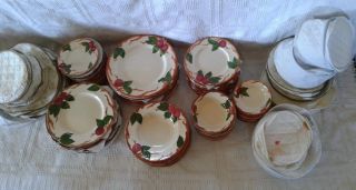 85 Pc Service For 10,  Franciscan Apple Pattern Dinnerware Set Plates And Bowls