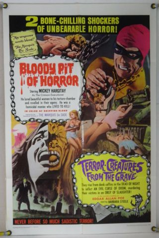 Bloody Pit Of Horror Terror Creatures Dbl Bill Ff Orig 1sh Movie Poster (1967)