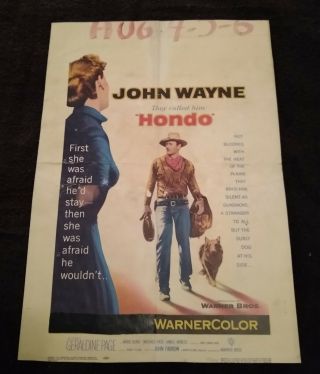 Hondo 1953 Vintage Window Card Poster 14x20 John Wayne