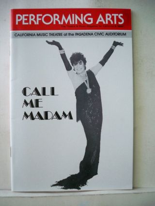 Call Me Madam Playbill Jo Anne Worley / Giorgio Tozzi / Irving Berlin Ca 1987