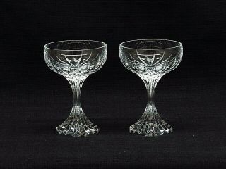 Two Baccarat French Crystal Massena Pattern Champagne Coupe (saucer) Glasses