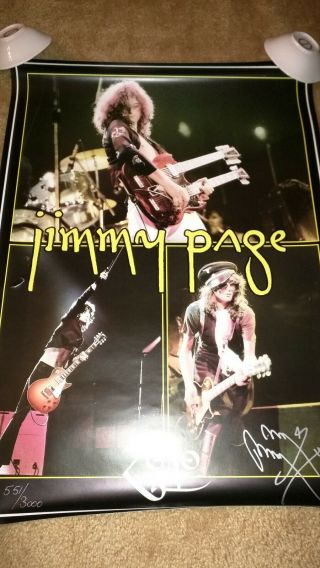 Jimmy Page Poster Signed Lithograph Led Zeppelin 551/3000 Rare Htf 18 X 24