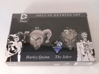 Nycc 2014 Exclusive Joker Harley Quinn Limited Pewter Key Ring Chain Set Batman