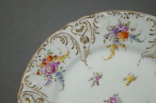 Set of 7 Franziska Hirsch Dresden Hand Painted Floral & Gold Dessert Plates 9