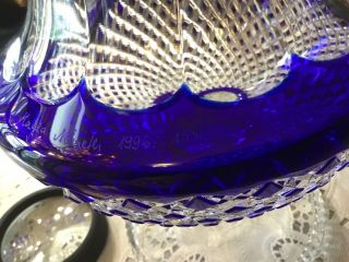 MAGDA NEMETH ✔️ AJKA CRYSTAL COBALT CUT TO CLEAR ART GLASS URN COVERED COMPOTE 12