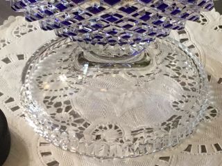 MAGDA NEMETH ✔️ AJKA CRYSTAL COBALT CUT TO CLEAR ART GLASS URN COVERED COMPOTE 2