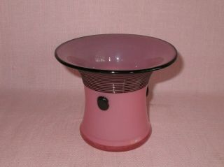 Loetz Art Glass Pink & Black Tango Vase Threading Dots Michael Powolny Rare