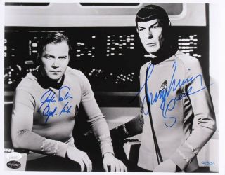 William Shatner & Leonard Nimoy Signed Le " Star Trek " 11x14 Photo - Jsa & Psa