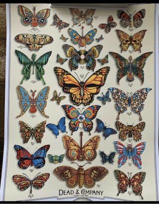 Dead And Company Summer 2019 Vip Poster - Butterflies - Signed By Emek
