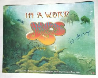 Yes Band Real Hand Signed 18x24 In A Word Promo Poster Anderson Howe White,