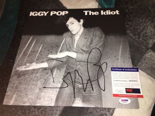 Iggy Pop Signed The Idiot Vinyl Album Iggy And The Stooges Psa/dna