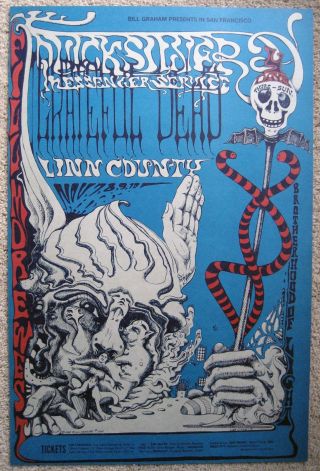 1968 Grateful Dead Qms Bill Graham Fillmore Poster Bg 144 1st Lee Conklin Art