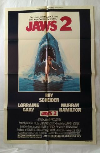 Jaws 2 Vintage 1 Sheet Poster Folded 1978