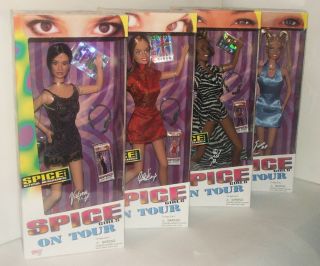 Spice Girls On Tour 5 Dolls Autographed Boxes Complete Set Nrfb