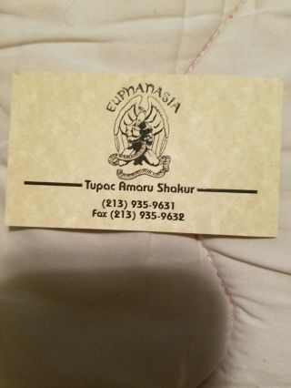 Tupac Shakur Makaveli Euphanasia Business Card Rare