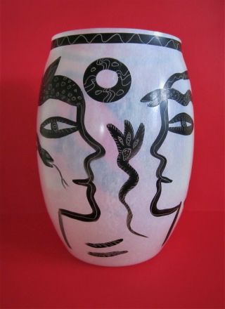 Kosta Boda Art Glass Caramba Vase.  Signed Ulrica Hydman Vallien 48735 14 " Tall