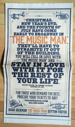The Music Man (Hugh Jackman,  Sutton Foster) The York Times Ad Poster 8 Pages 4