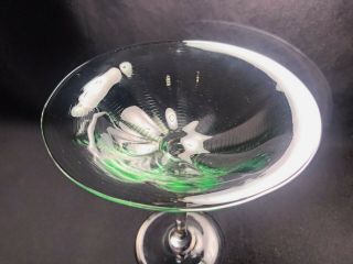 Libbey Nash Green Threaded Twist Stem Signed Compote