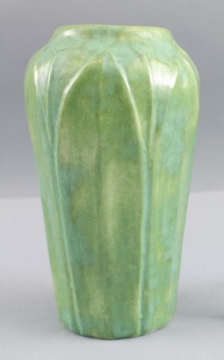 Antique Arts Crafts Hampshire Art Pottery Leaf Stem Vase Gloss Glaze,  Nr