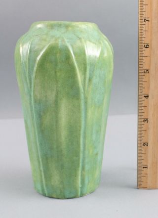 Antique Arts Crafts HAMPSHIRE ART POTTERY Leaf Stem Vase Gloss Glaze,  NR 2