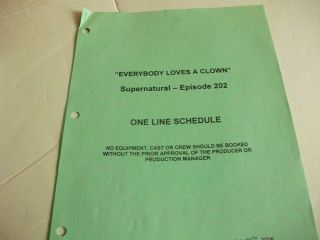 Supernatural Tv Series - One Line Schedule - Ep - " Everybody Loves A Clown "
