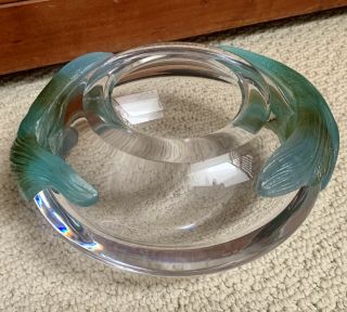 DAUM FRANCE Pate De Verre & Clear Crystal Large Bowl Vase 2