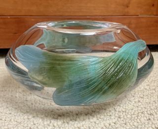 DAUM FRANCE Pate De Verre & Clear Crystal Large Bowl Vase 4