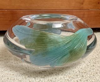 DAUM FRANCE Pate De Verre & Clear Crystal Large Bowl Vase 6